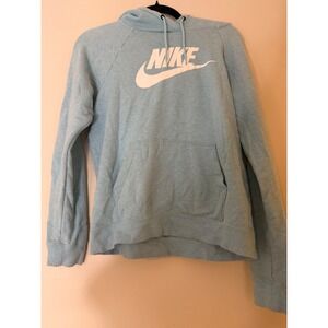 Nike Sportswear Pullover Hoodie Light Blue Swoosh Logo Women's Size S